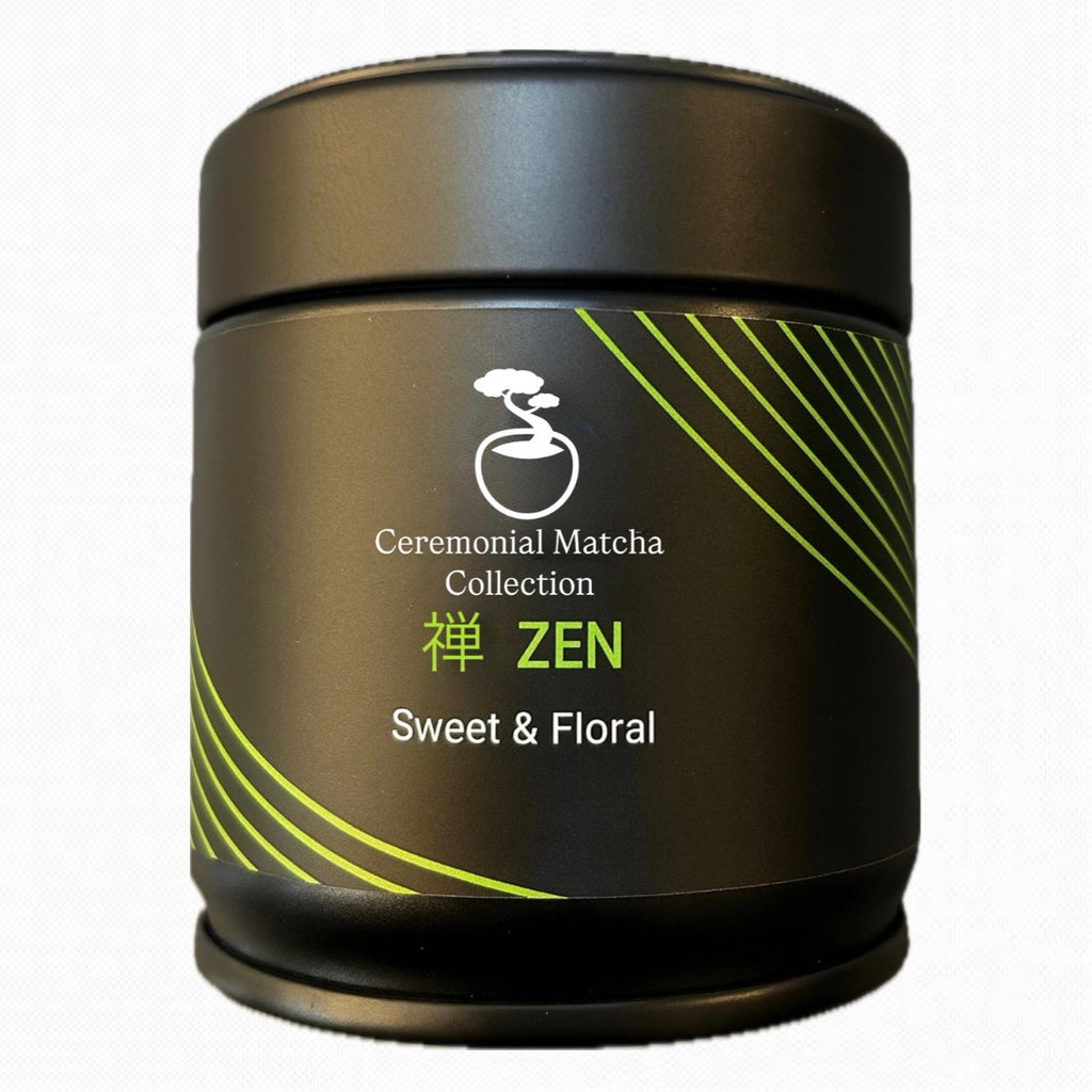 Zen ceremonial matcha powder tin from Japan premium green tea for lattes and traditional matcha tea ceremonies