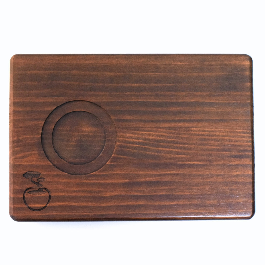 Handcrafted wooden matcha plate with recessed holder for chawan, Japanese tea tray for preparing matcha
